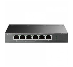 Slika proizvoda: 4-port 10/100Mbps Unmanaged PoE+ Switch with 2 10/100Mbps uplink ports, meta case, desktop mount, 4 802.3af/at compliant PoE+ port, 2 10/100Mbps uplink ports, DIP switches for Extend mode, Isolation mode and Priority mode, up to 250m PoE power supply