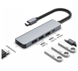 Slika proizvoda: Asonic 5u1 USB C na HDMI, U2/U3.0,C, aluminij
