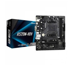 Slika proizvoda: Asrock MB A520M-HDV, S. AM4, 2xDDR4/4733(OC), PCIe 3.0, G-LAN, VGA/DVI-D/HDMI, mATX