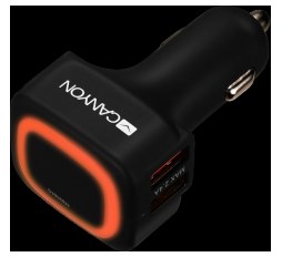 Slika proizvoda: CANYON C-05 Universal 4xUSB car adapter, Input 12V-24V, Output 5V-4.8A, with Smart IC, black rubber coating + orange LED, 71.8*38.8*33mm, 0.034kg