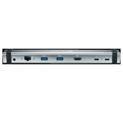 Slika proizvoda: CANYON DS-6 Multiport Docking Station with 7 ports: 2*Type C+1*HDMI+2*USB3.0+1*RJ45+1*audio 3.5mm, Input 100-240V, Output USB-C PD 5-20V/3A&USB-A 5V/1A, with type c to type c cabel 0.3m, Space gray, 226*33.7*24mm, 0.174kg