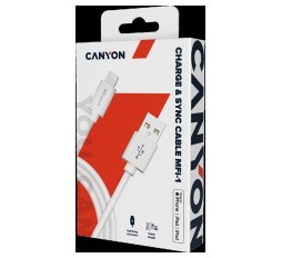 Slika proizvoda: CANYON MFI-1, CNS-MFICAB01W Ultra-compact MFI Cable, certified by Apple, 1M length, 2.8mm , White color
