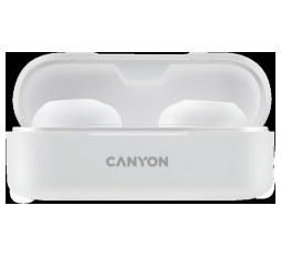Slika proizvoda: CANYON TWS-1 Bluetooth headset, with microphone, BT V5.0, Bluetrum AB5376A2, battery EarBud 45mAh*2+Charging Case 300mAh, cable length 0.3m, 66*28*24mm, 0.04kg, White