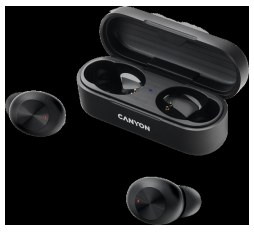 Slika proizvoda: CANYON TWS-1 Bluetooth headset, with microphone, BT V5.0, Bluetrum AB5376A2, battery EarBud 45mAh*2+Charging Case 300mAh, cable length 0.3m, 66*28*24mm, 0.04kg, Black