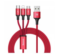 Slika proizvoda: Kabel BASEUS 3v1 USB Rapid rdeč, 3A, 1.2M