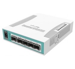 Slika proizvoda: Mikrotik Cloud Router Switch CRS106-1C-5S, QCA8511 400MHz CPU, 128MB RAM, 1×Combo port (Gigabit Ethernet or SFP), 5×SFP cages, RouterOS L5, desktop kućište, PSU