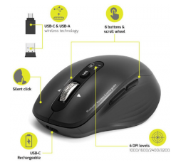 Slika proizvoda: Port miš BUSINESS BT+WL, punjivi, crni