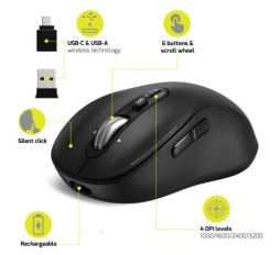 Slika proizvoda: Port miš EXPERT WL+BT, punjivi USB-C, crni