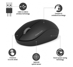 Slika proizvoda: Port miš OFFICE bežični USB-A/USB-C, crni