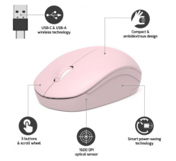 Slika proizvoda: Port miš OFFICE bežični USB-A/USB-C, roza