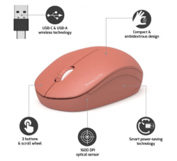 Slika proizvoda: Port miš OFFICE bežični USB-A/USB-C, narančasti