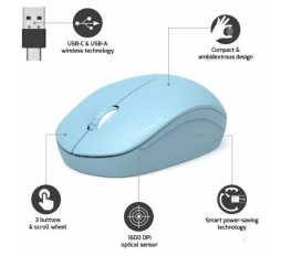 Slika proizvoda: Port miš OFFICE bežični USB-A/USB-C,svijetlo-plava