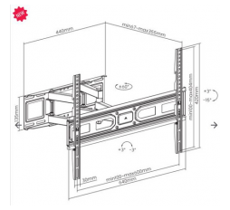 Slika proizvoda: SBOX izvlačno okretni nosač 37"-80", do 40kg